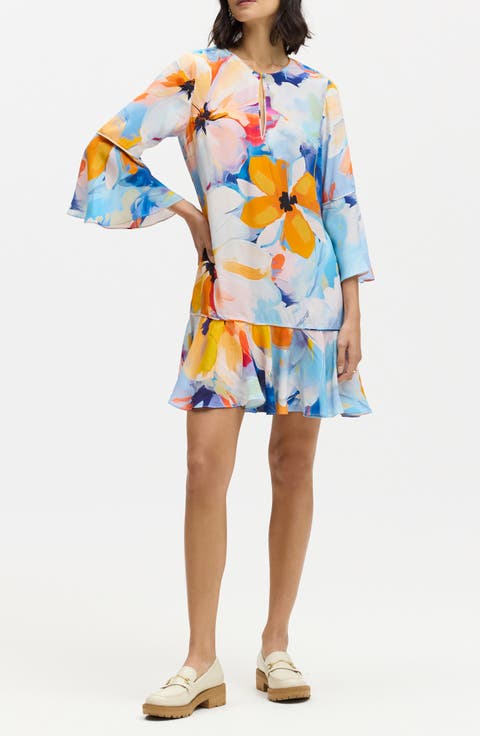 Margot Floral Bell Sleeve Shift Dress