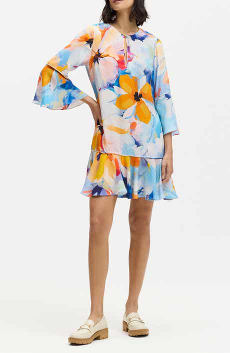 Robert Graham Margot Floral Bell Sleeve Shift Dress