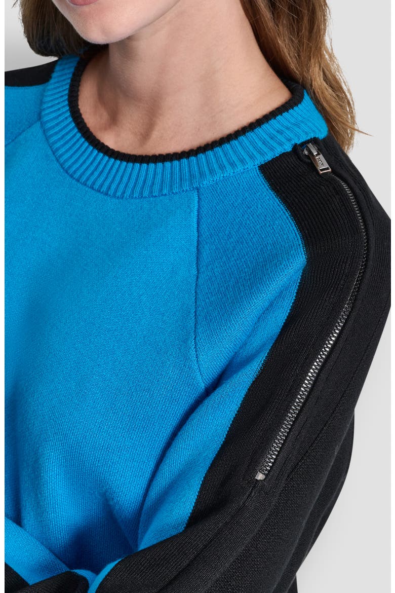 Contrast Crewneck Sweater, Alternate, color, OCEAN BLUE/BLACK