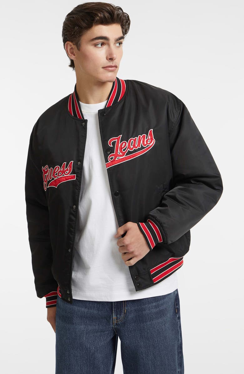 GUESS JEANS GJ Patch Bomber Jacket, Alternate, color, Black