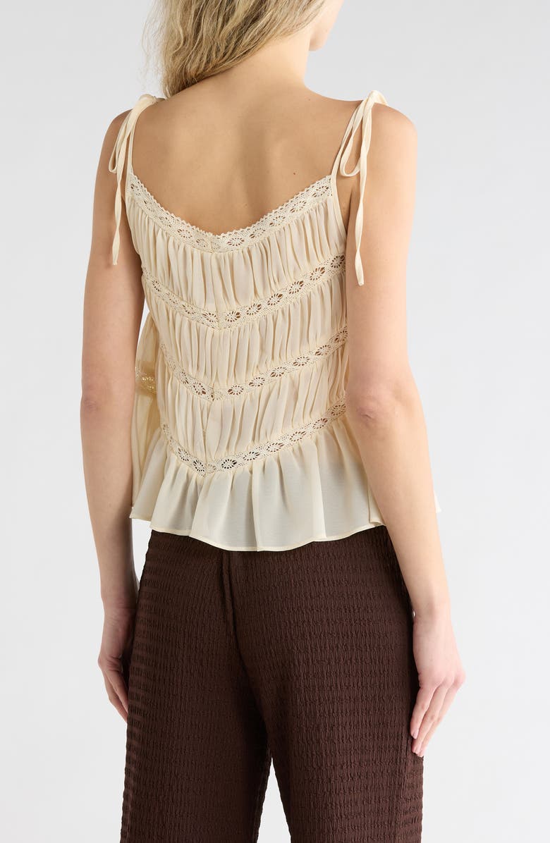 Vigoss Lace Trim Tiered Tank, Alternate, color, Creme