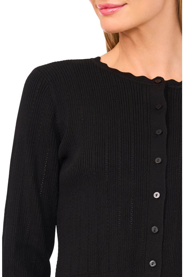 Rib Pointelle Cardigan, Alternate, color, RICH BLACK