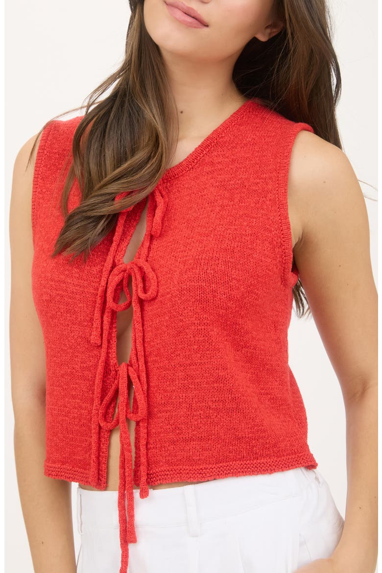 Front Tie Cardigan Vest, Main, color, RED