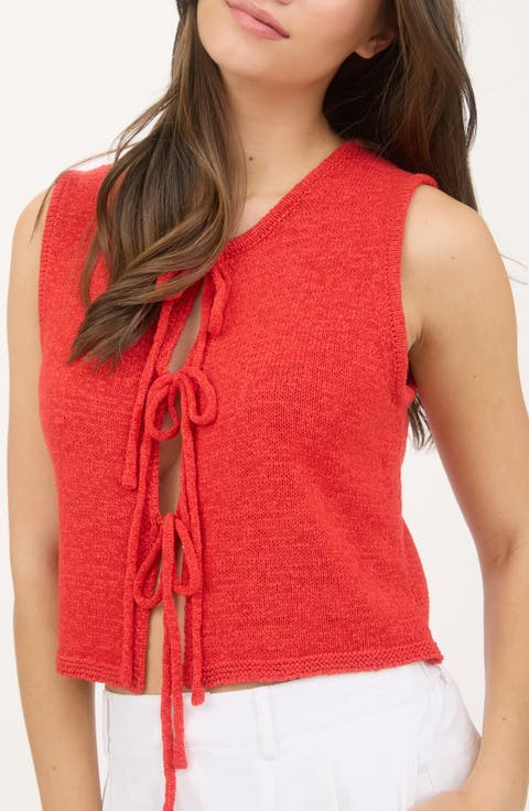 Front Tie Cardigan Vest