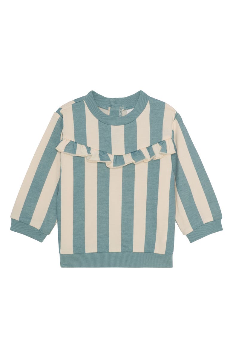 PL Baby by Petit Lem Fleece Top, Corduroy Pants & Headband Set, Alternate, color, Blue Stripes