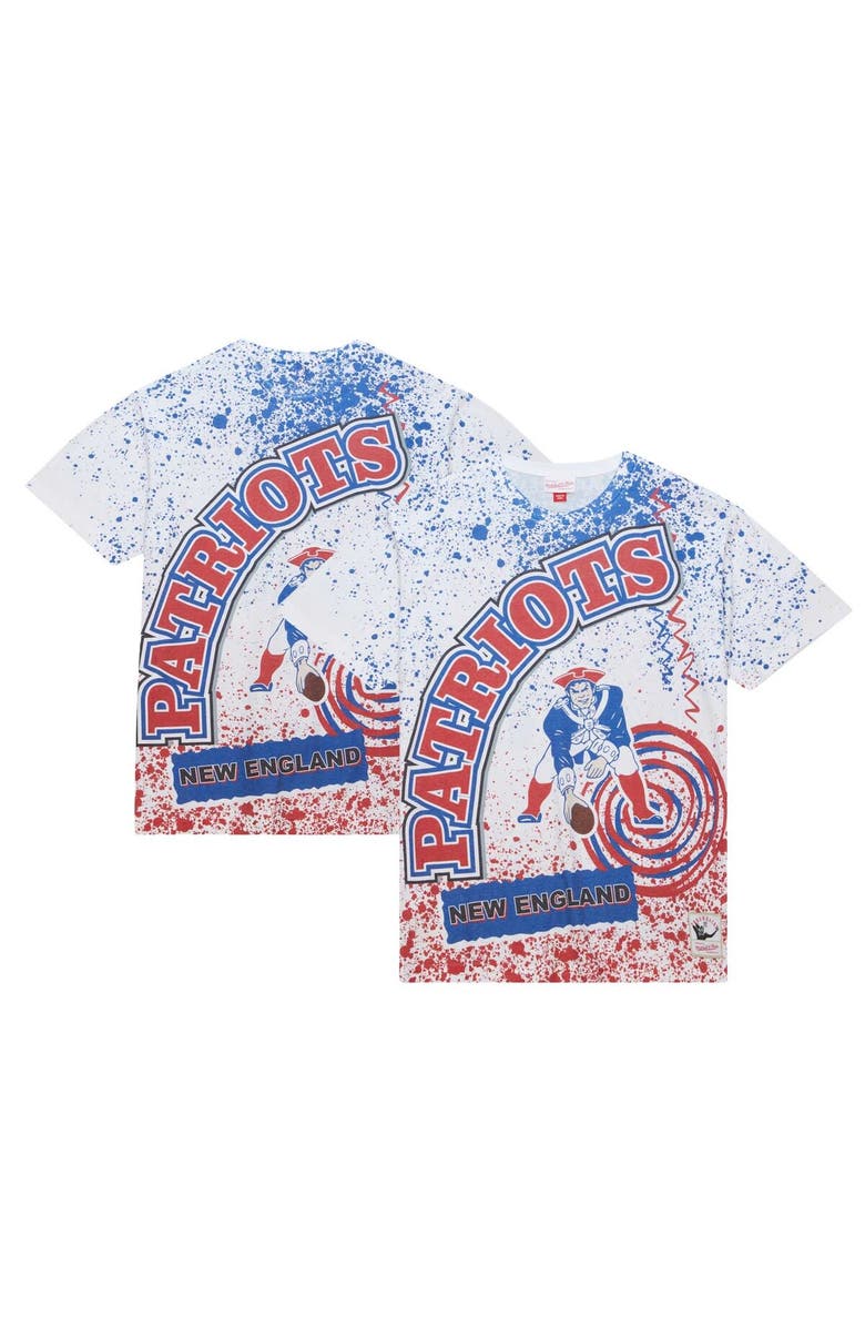Mitchell & Ness Men's Mitchell & Ness White New England Patriots Big & Tall Allover Print T-Shirt, Alternate, color, White