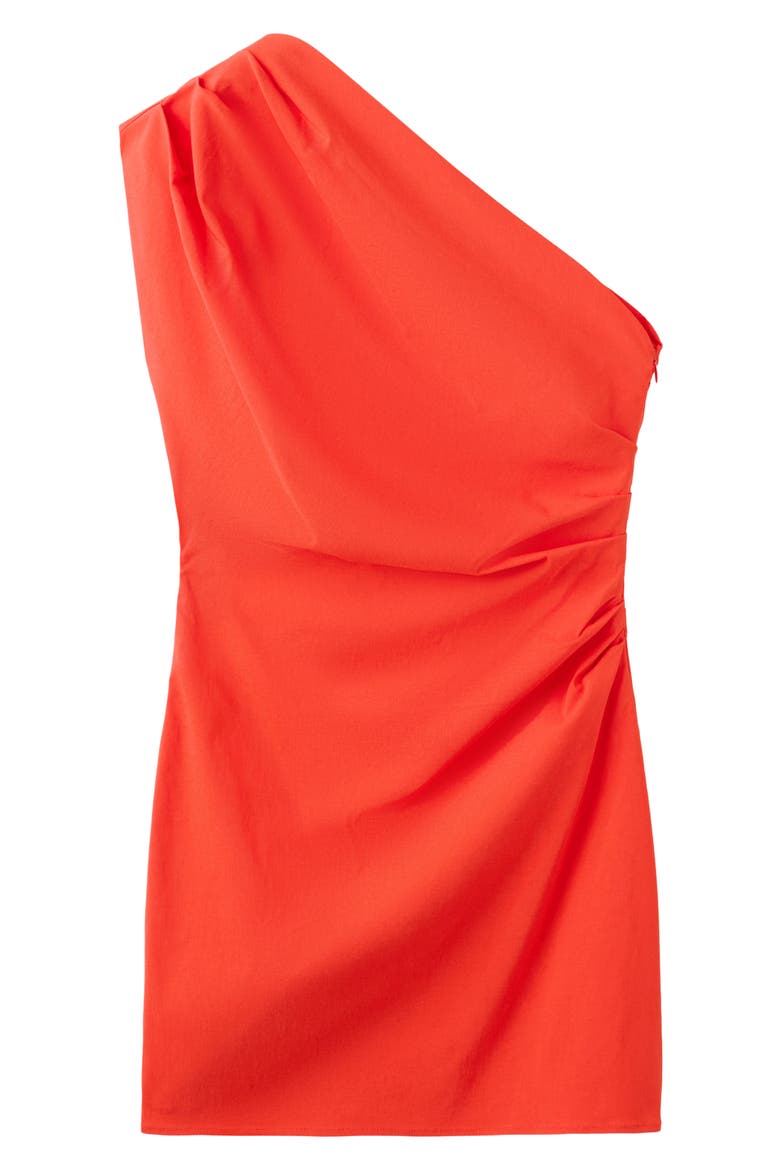 Knoty Pleated One Shoulder Minidress, Alternate, color, ORANGE