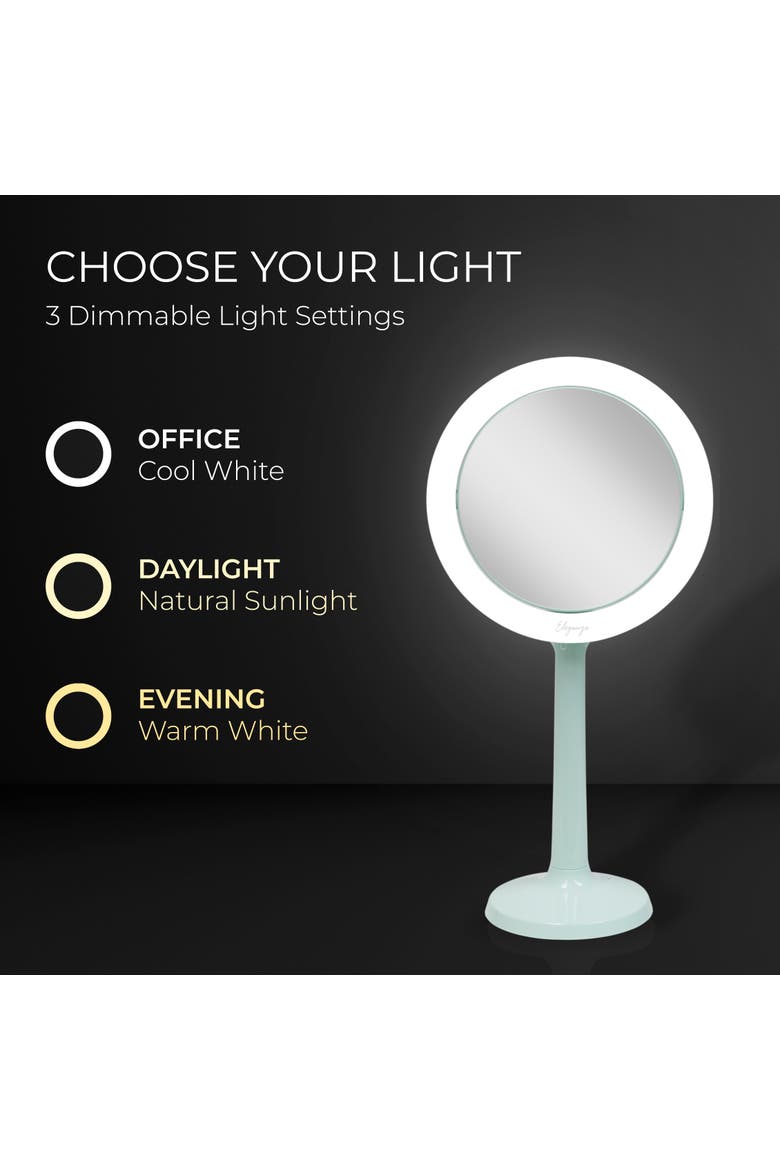 Hudson Lighted Makeup Mirror with 8X/1X Magnifications & Suction Cup, Alternate, color, Seafoam
