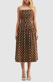 All in Favor Polka Dot Strapless Dress