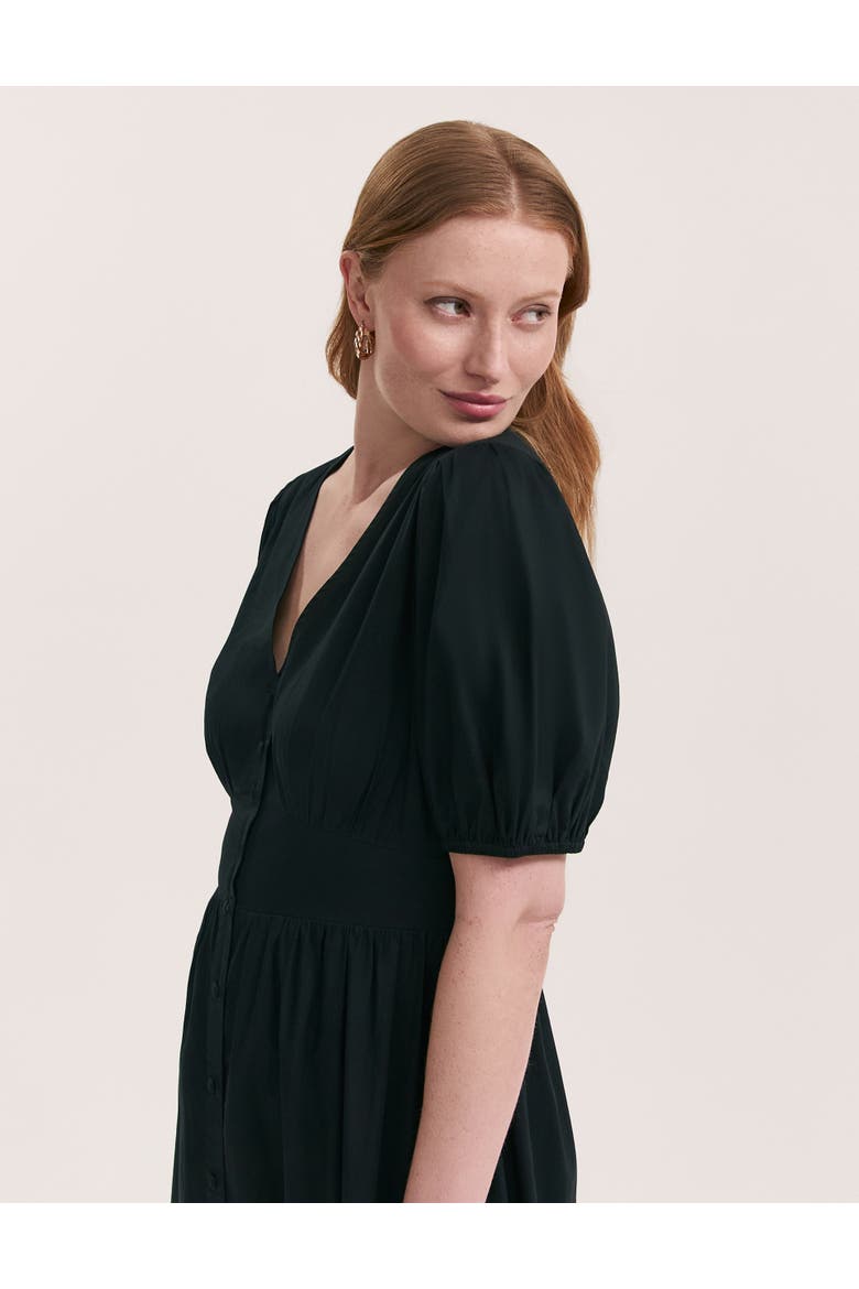 Addison Cotton Midi Tea Dress, Alternate, color, Black