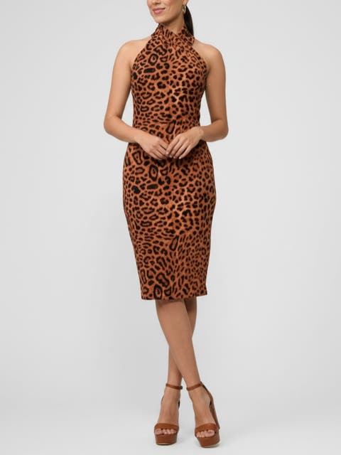 Harland Crossover Halter Midi Dress