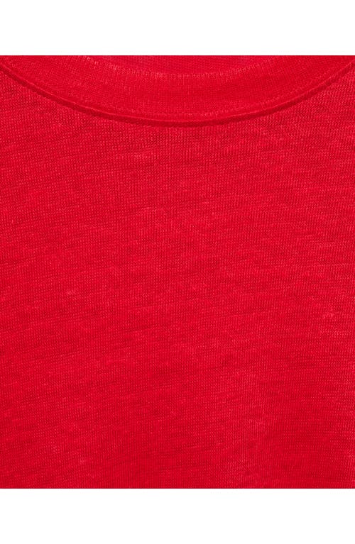 Mango Short-sleeved Linen T-shirt Red In Red