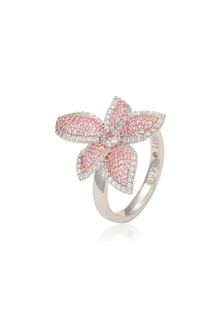 Pink Sapphire & White Sapphire Flower Ring, Alternate, color, PINK