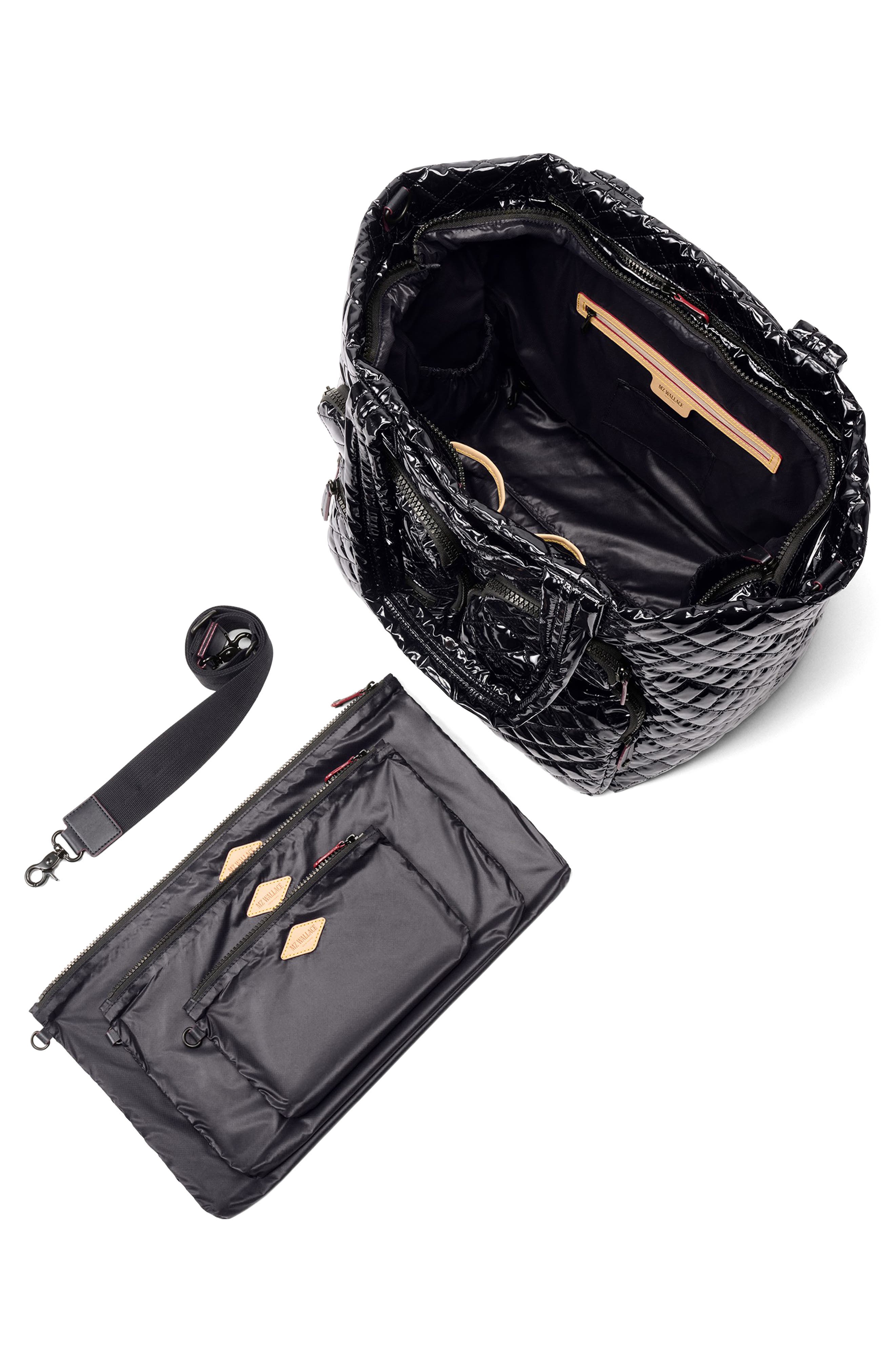 MZ Wallace Large Metro Quilted Nylon Travel Tote, Alternate, color, Black Lacquer