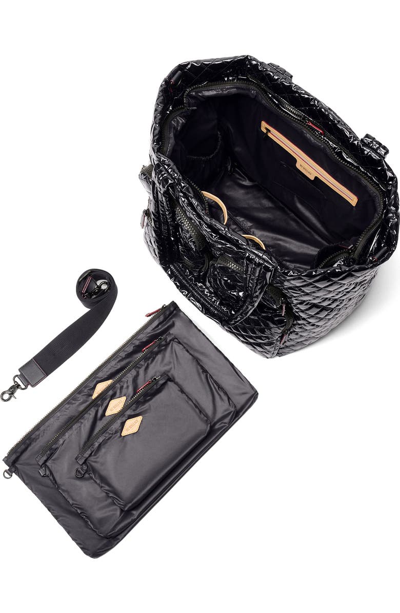 MZ Wallace Large Metro Quilted Nylon Travel Tote, Alternate, color, Black Lacquer