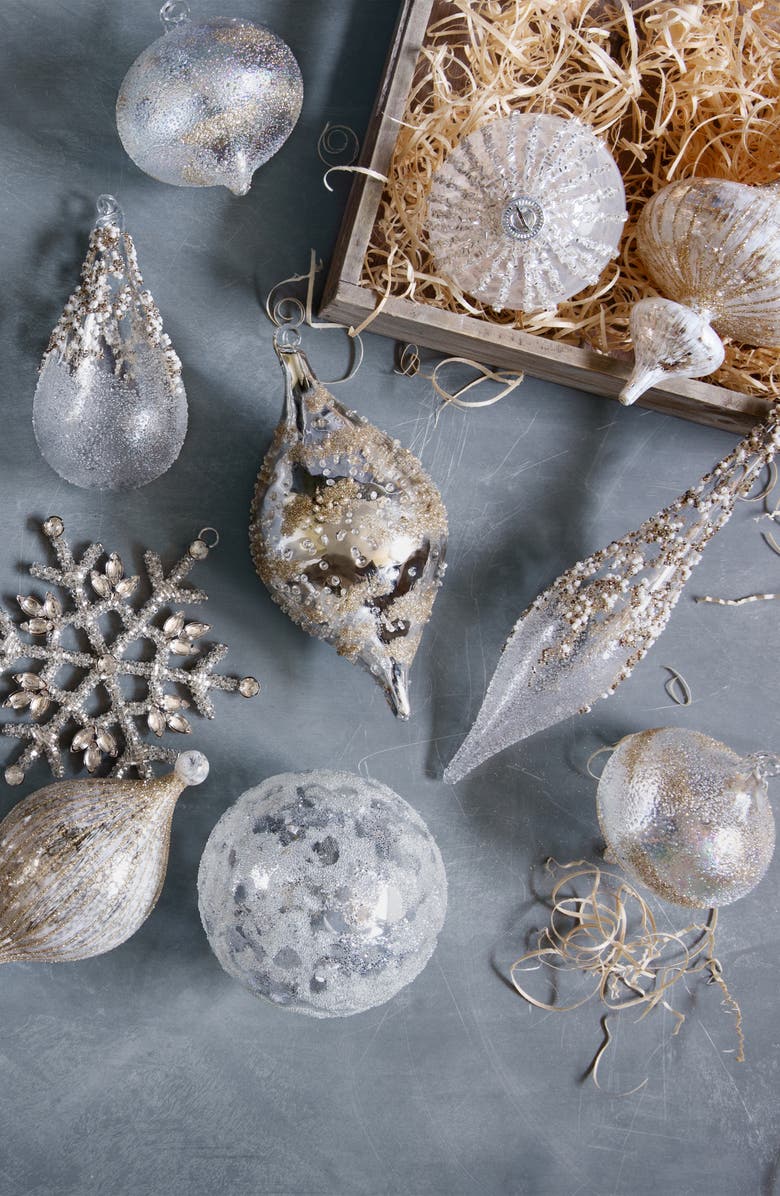 Balsam Hill Set of 25 Winter White Glass Ornaments, Alternate, color,