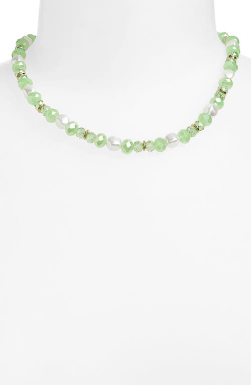 Tasha Crystal Beaded Collar Necklace In Mint