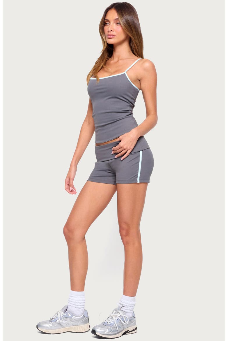 Ambar Contrast Stripe Foldover Shorts, Alternate, color, CHARCOAL