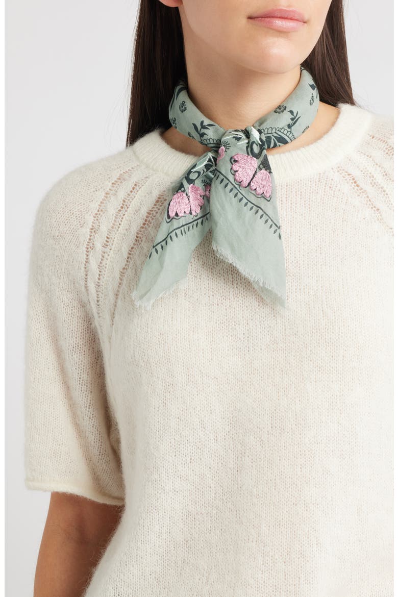 Floral Embroidered Bandana, Main, color, SAGE REGALIA