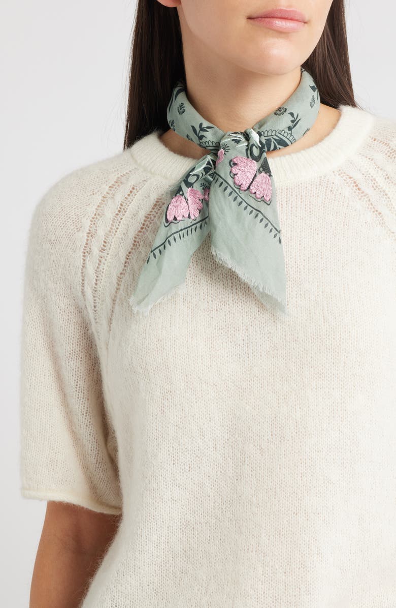 Treasure & Bond Floral Embroidered Bandana, Main, color, Sage Regalia