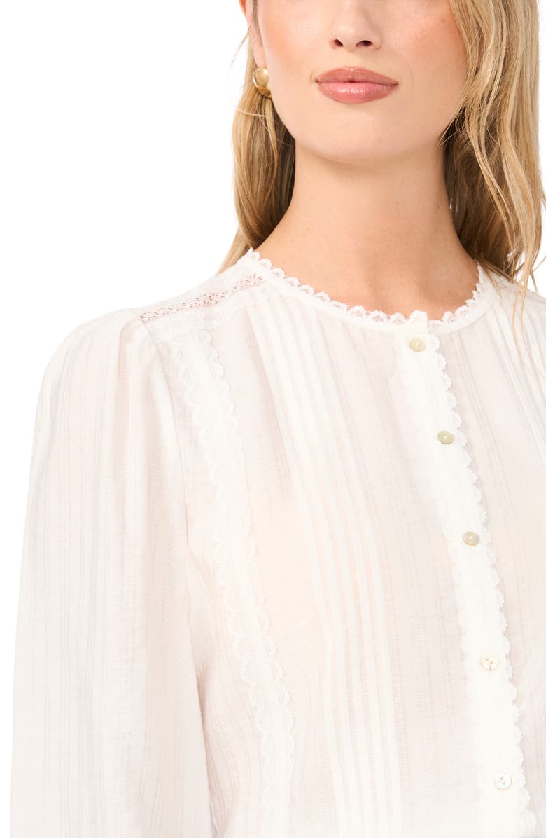 Vince Camuto Lace Pintuck Top, Alternate, color, Ultra White