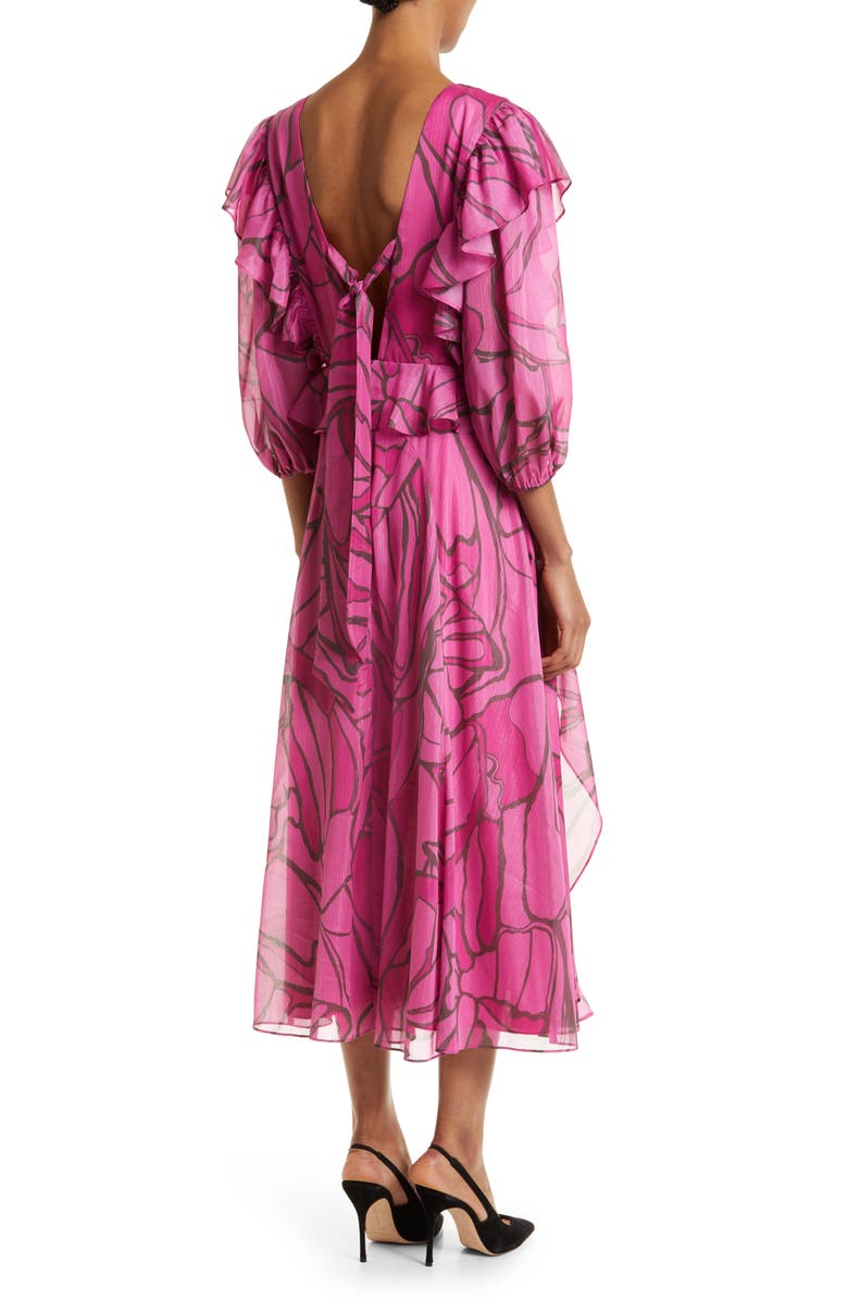 Ted Baker London Victoir Abstract Print Chiffon Ruffle Dress, Alternate, color,