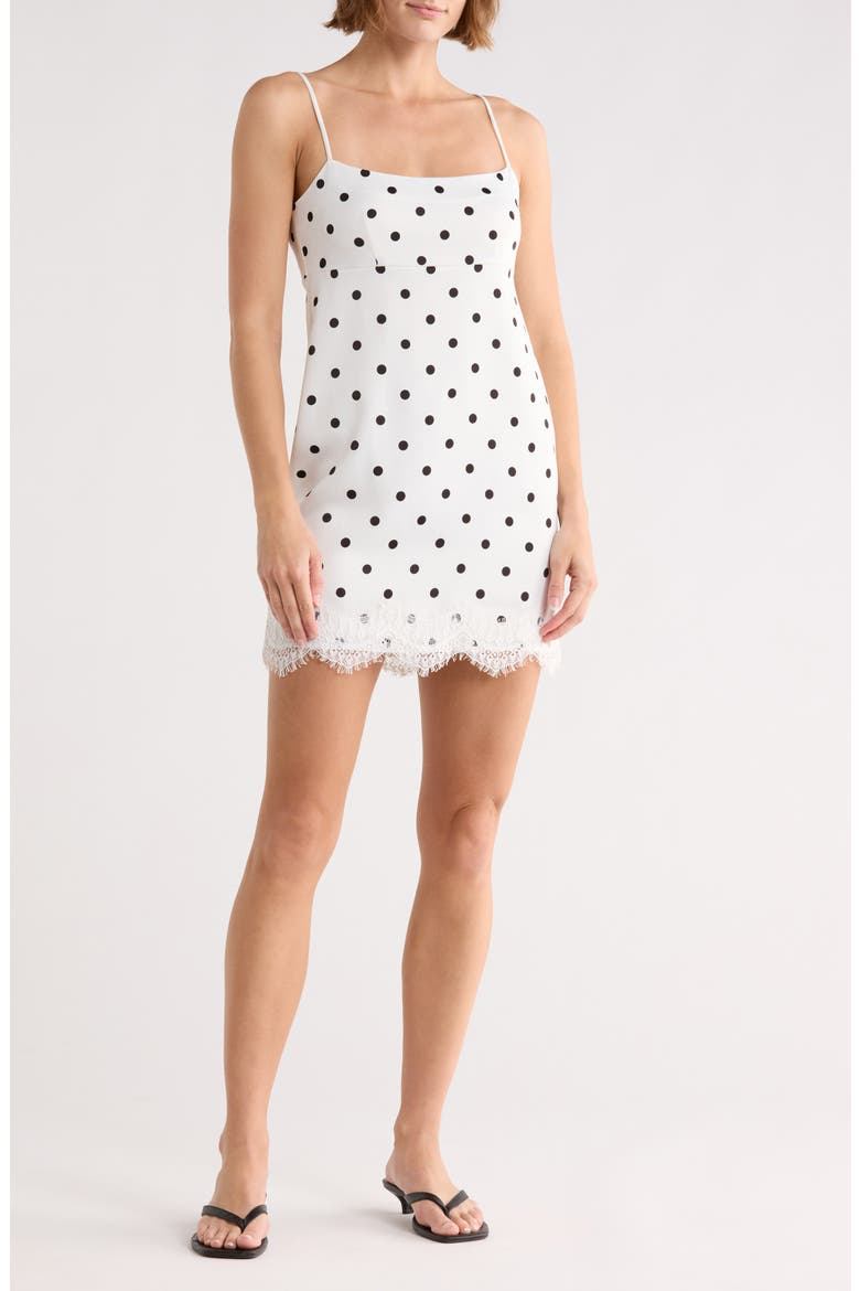 Lace Trim Minidress, Main, color, IVORY POLKA DOT