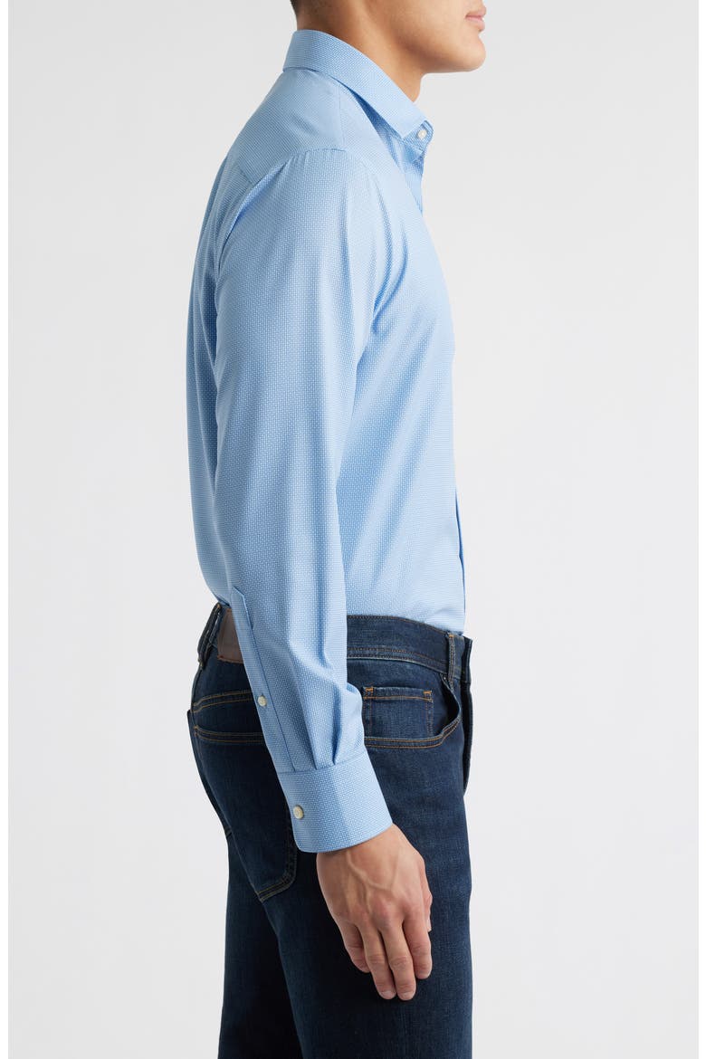 Triad Geometric Print Performance Poplin Button-Up Shirt, Alternate, color, COTTAGE BLUE