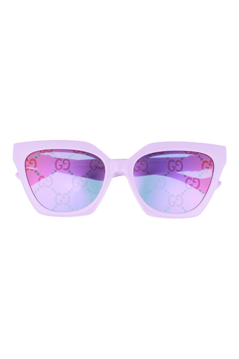 55mm Cat Eye Sunglasses, Main, color, VIOLET VIOLET TRANSPARENT