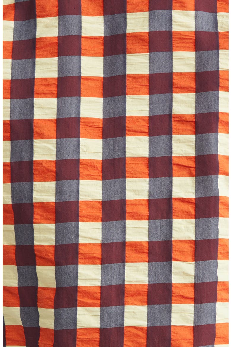 Macro Gingham Cotton Button-Up Shirt, Alternate, color, BANANA/ TULIP/ WAVE