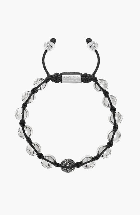 Black Diamond Beaded Sterling Silver Bracelet
