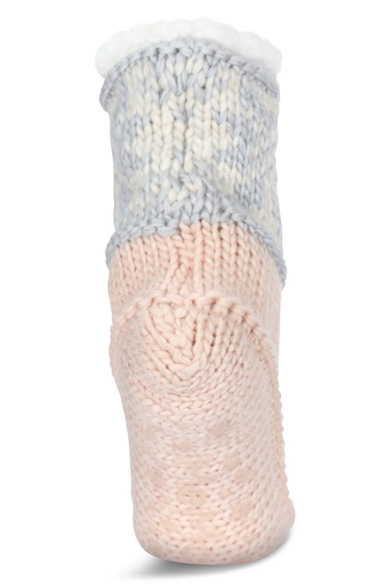 Snowflake Border Fleece Lined Slipper Socks, Alternate, color, BLUSH