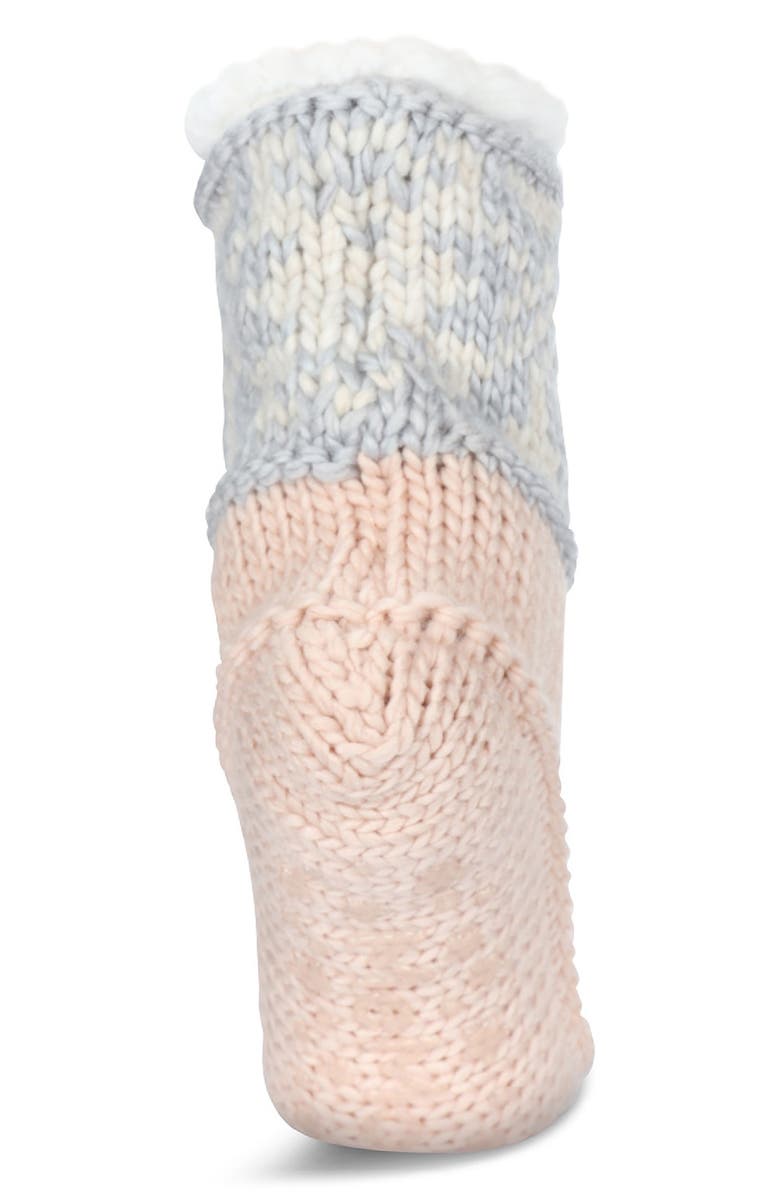MeMoi Snowflake Border Fleece Lined Slipper Socks, Alternate, color, Blush