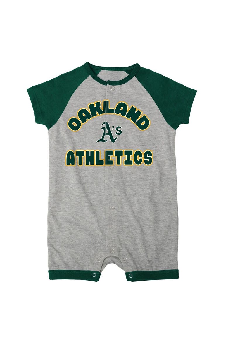 Infant  Heather Gray Oakland Athletics Extra Base Hit Raglan Full-Snap Romper, Alternate, color, Heather Gray