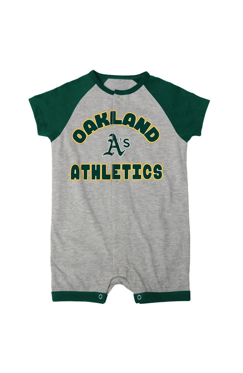 Outerstuff Infant  Heather Gray Oakland Athletics Extra Base Hit Raglan Full-Snap Romper, Alternate, color, Heather Gray