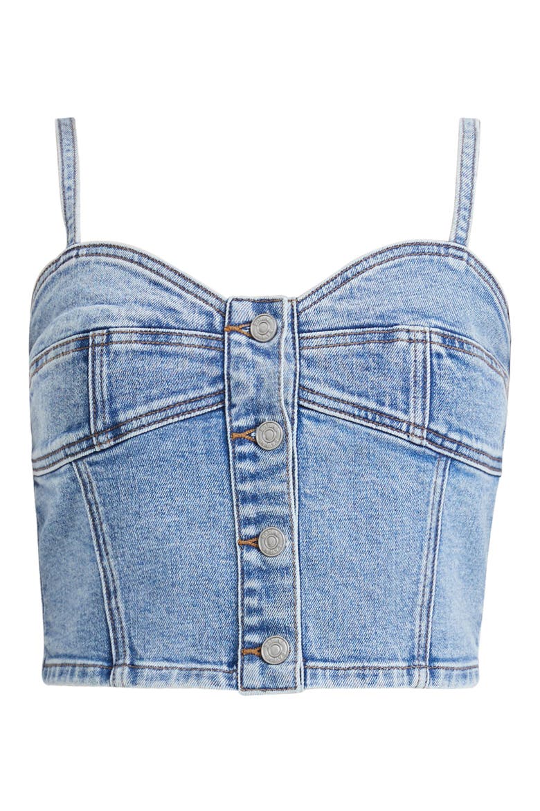 Lunna Denim Corset Top, Alternate, color, WAVE