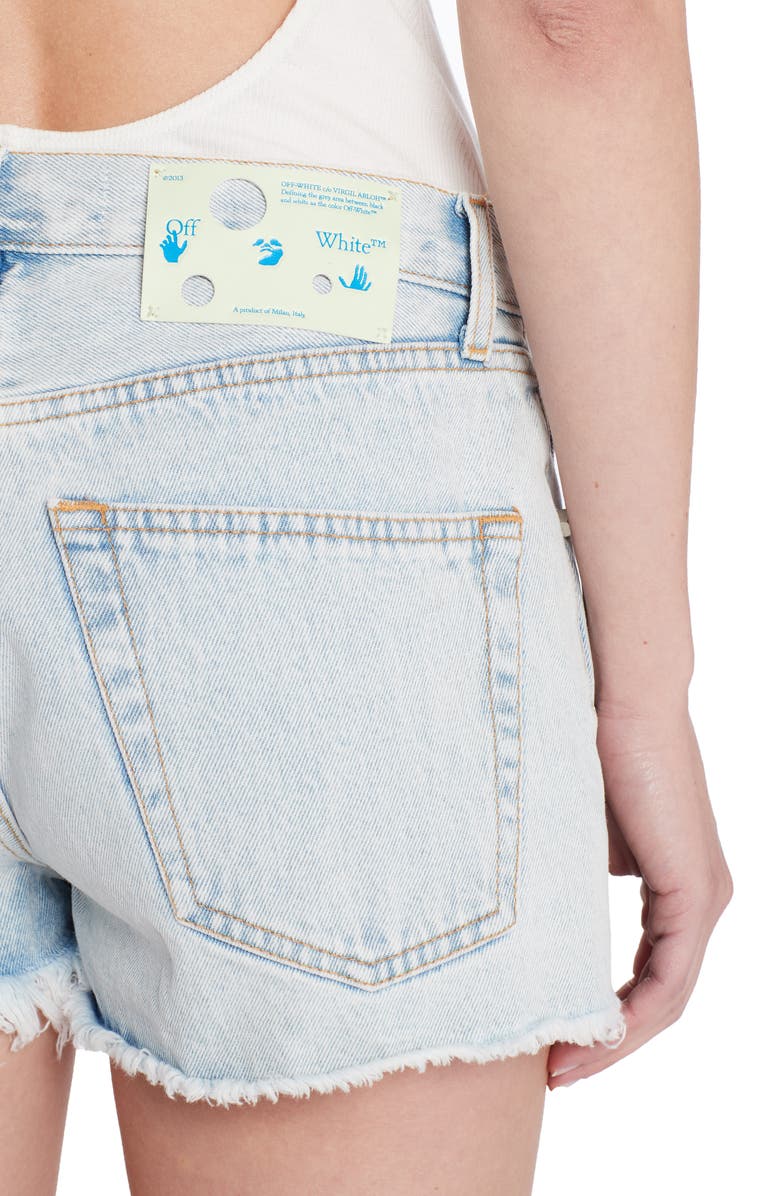 Off-White Cutoff Denim Shorts, Alternate, color, 