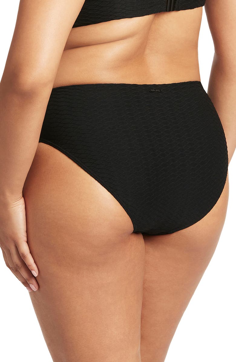 Sea Level Mid Rise Bikini Bottoms, Alternate, color, Black