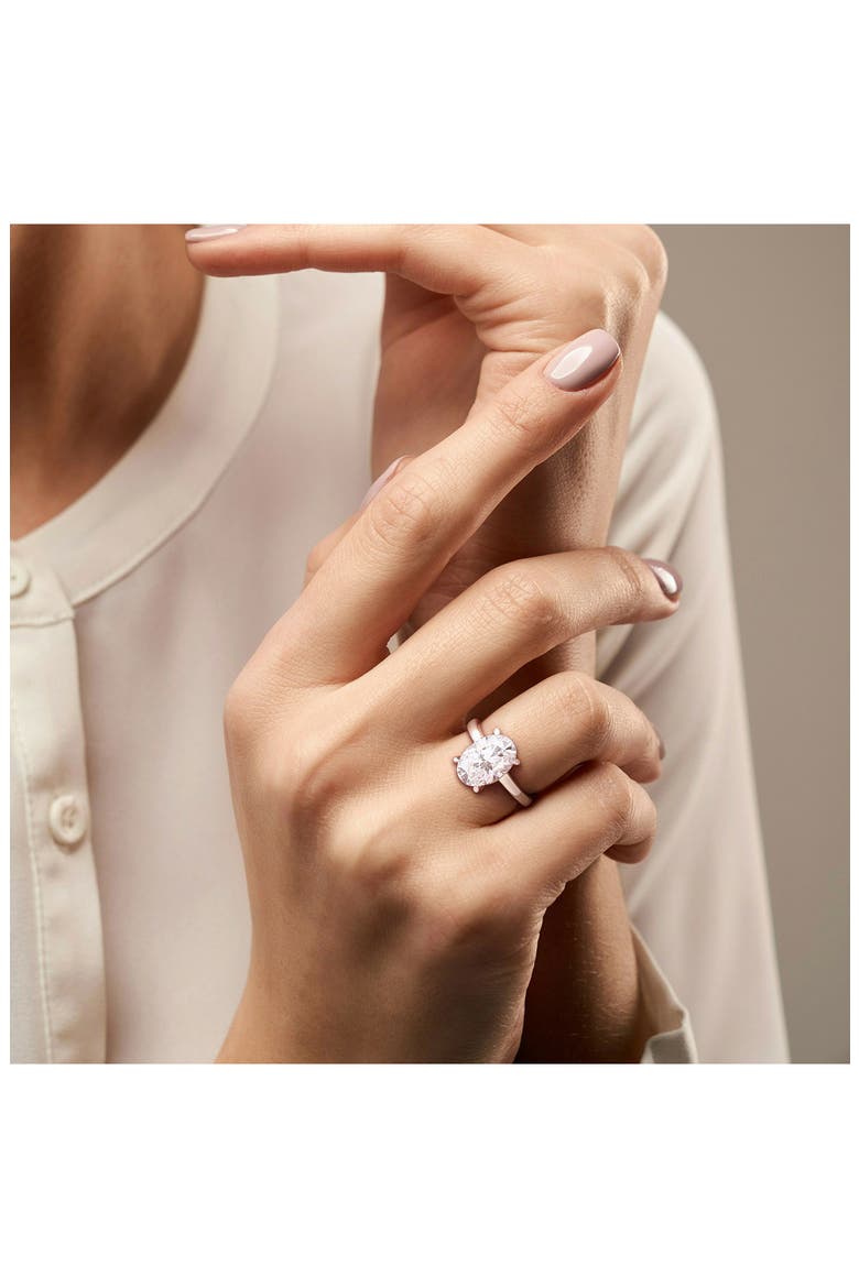 Sterling Silver Oval Lab Created Moissanite Ring, Alternate, color, SILVER