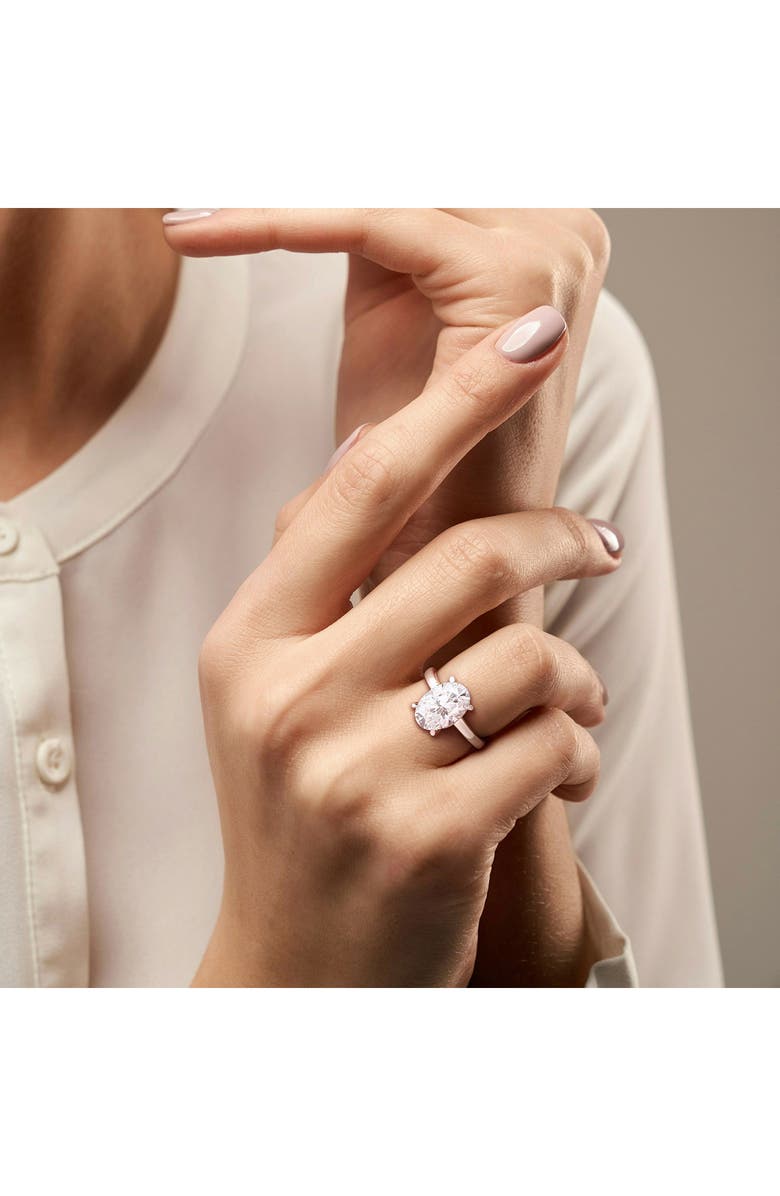 DELMAR Sterling Silver Oval Lab Created Moissanite Ring, Alternate, color, Silver