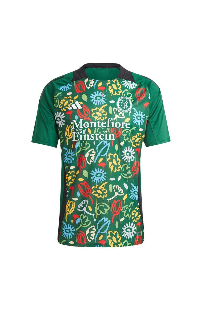 adidas Men's adidas Green New York City FC 2024 One Planet Pre-Match Top, Alternate, color, 