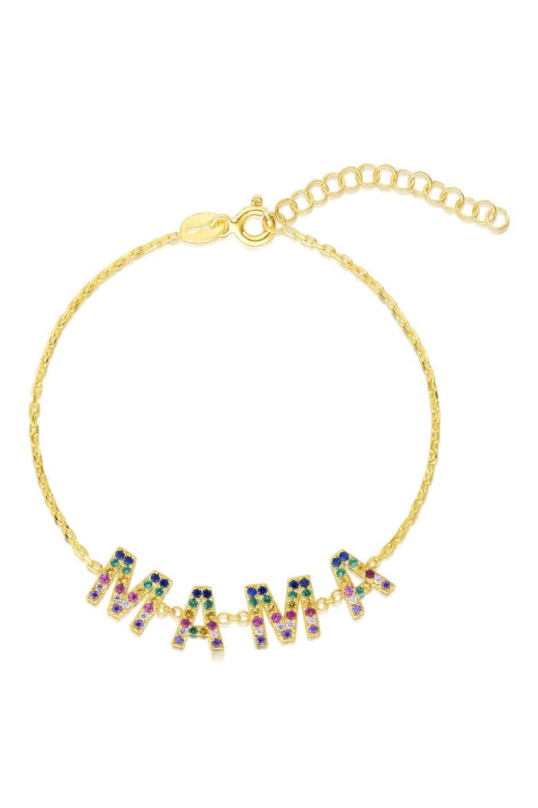 CZ Mama Chain Bracelet, Main, color, GOLD RAINBOW