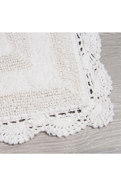 Laura Ashley Reversible Crochet Cotton 2-piece Bath Mat Set In White