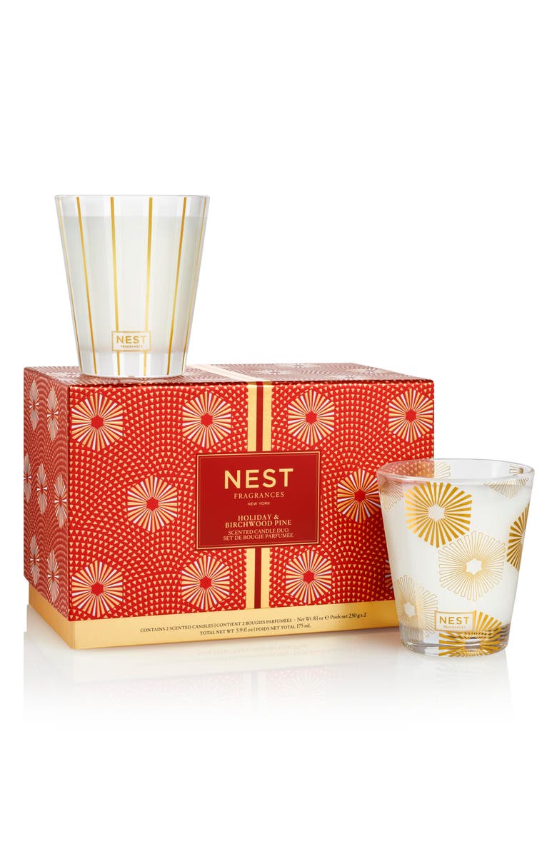 NEST New York NEST Fragrances Holiday & Birchwood Pine Classic Candle Duo, Main, color,