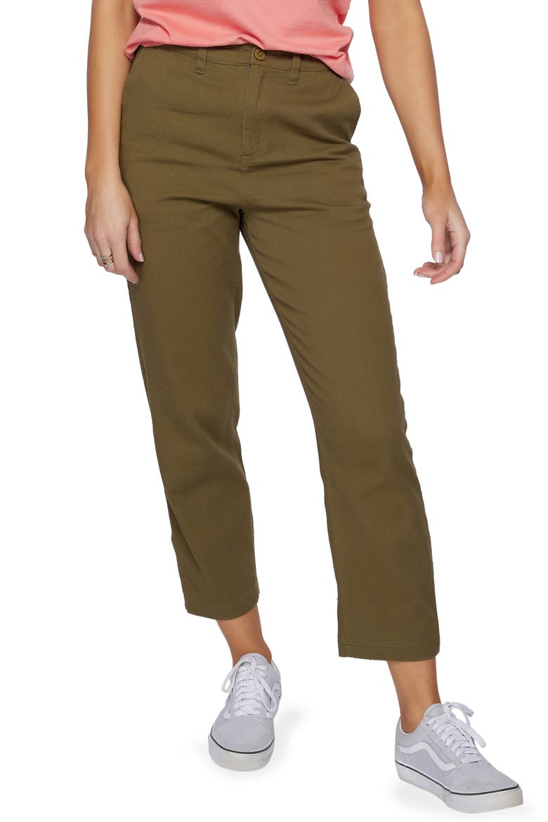 High Waist Cotton Chino Pants, Main, color, OLIVE
