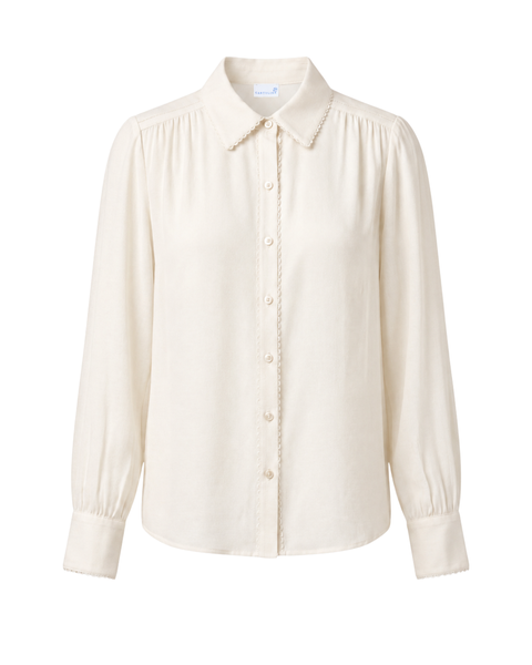 Lilliana Pebbled Crepe Button-Up Blouse