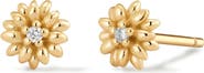 MADE BY MARY Cubic Zirconia Birthstone Flower Stud Earrings