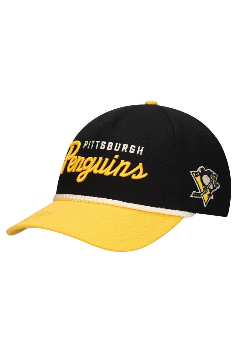 Men's American Needle Black/Gold Pittsburgh Penguins Roscoe Washed Twill Adjustable Hat, Main, color, Black
