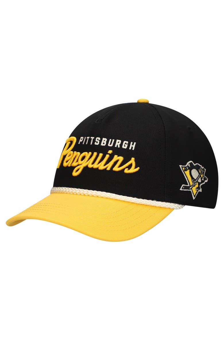 American Needle Men's American Needle Black/Gold Pittsburgh Penguins Roscoe Washed Twill Adjustable Hat, Main, color, Black
