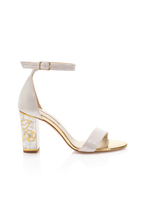 Rozu Ankle Strap Pearl Heel Sandal